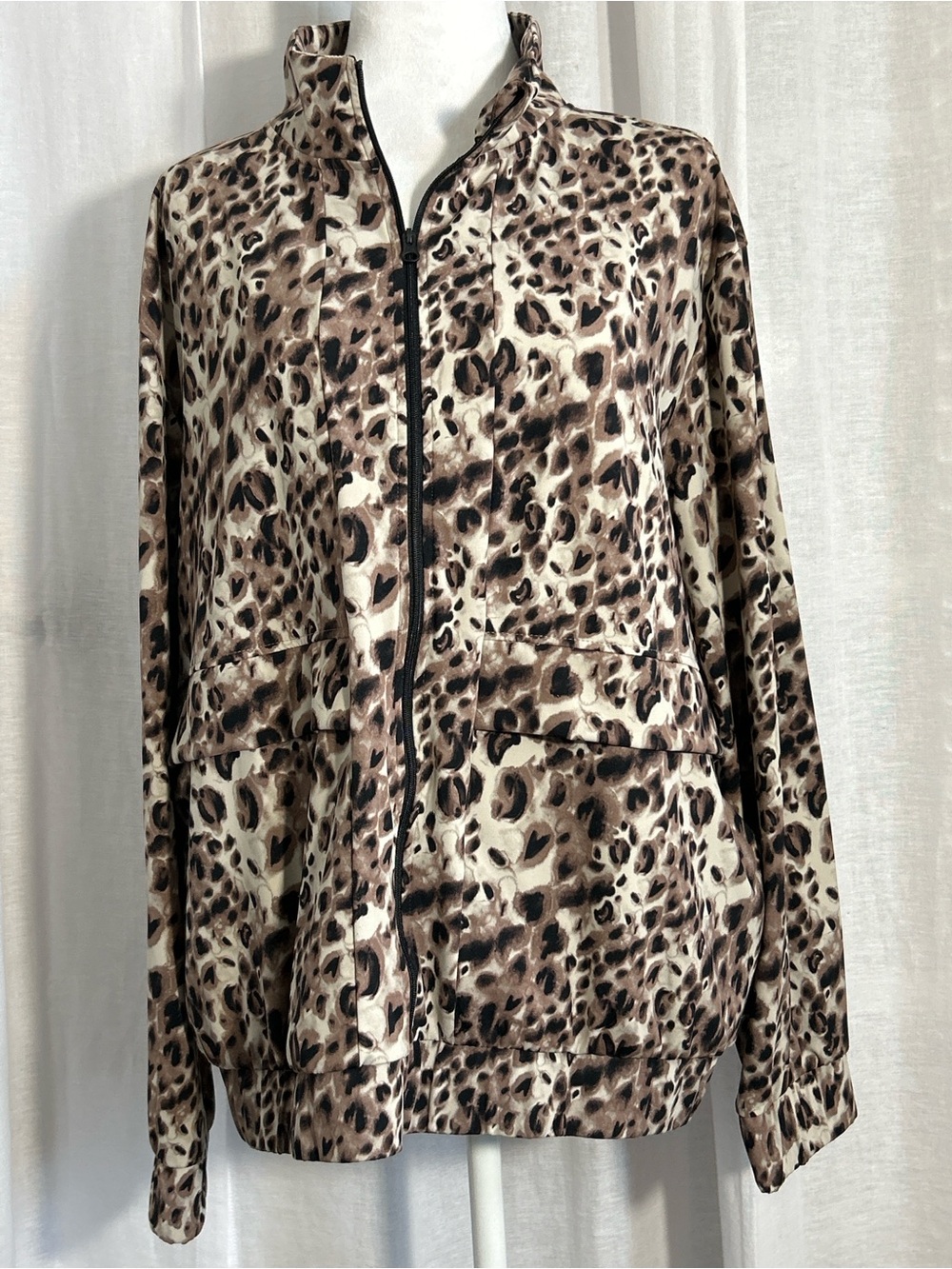 Leopard Print Zip-Up Jacket